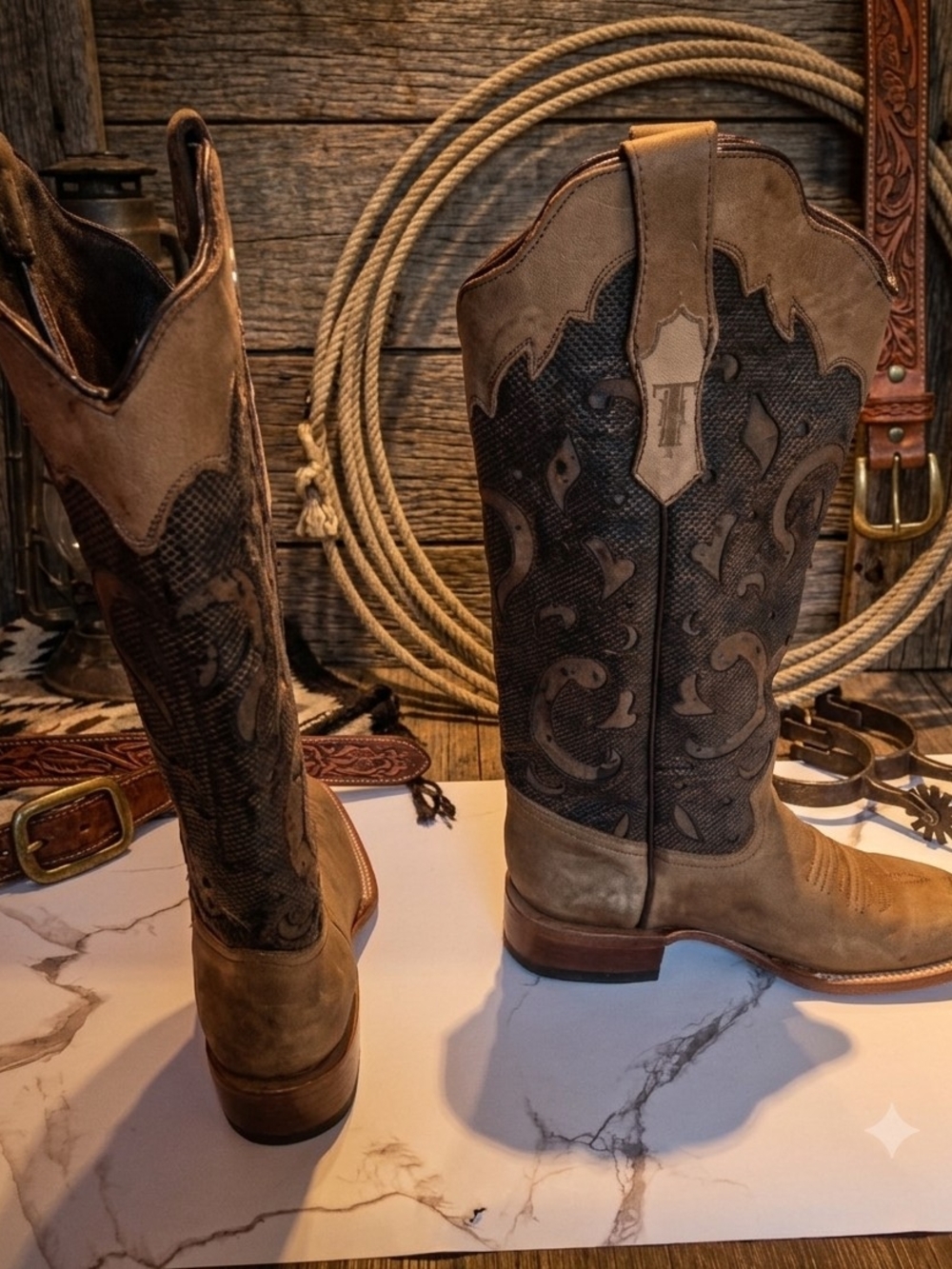 Tanner Mark Women's Brown Leather Western Heeled Boots